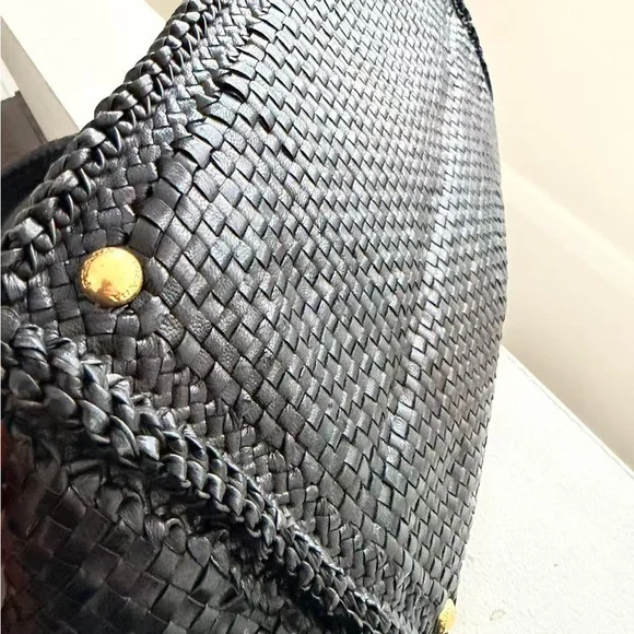 Prada Black Leather Woven Tote Bag - Picture 4 of 11